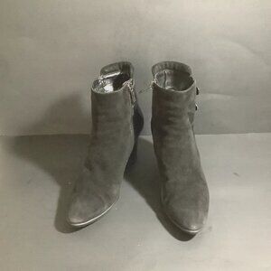 AQUATALIA Ankle Boots Booties Black Leather & Suede Zip Buckle Accent Size 8.5